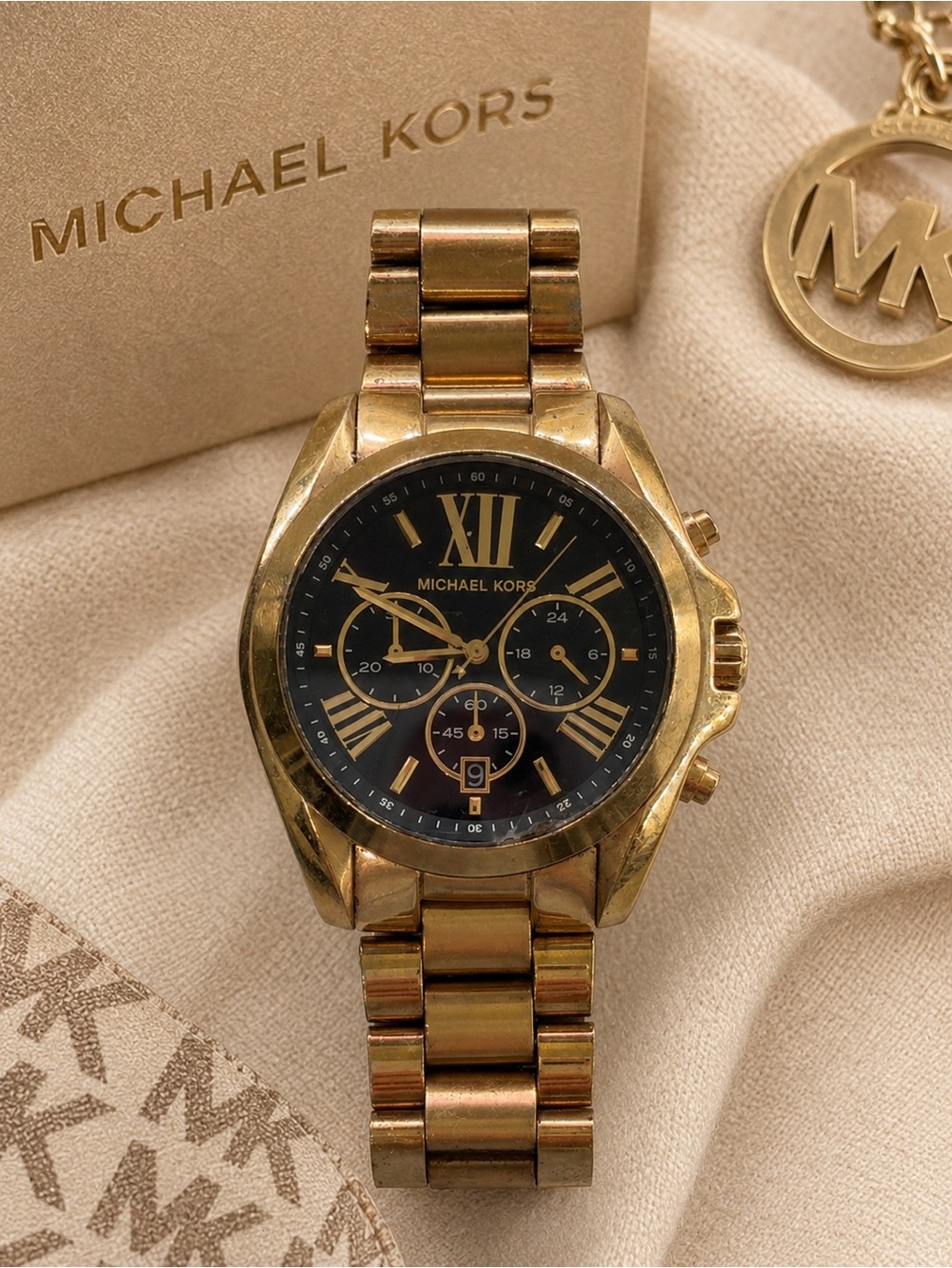 michael kors bradshaw chronograph watch - gold and black - parts/repair